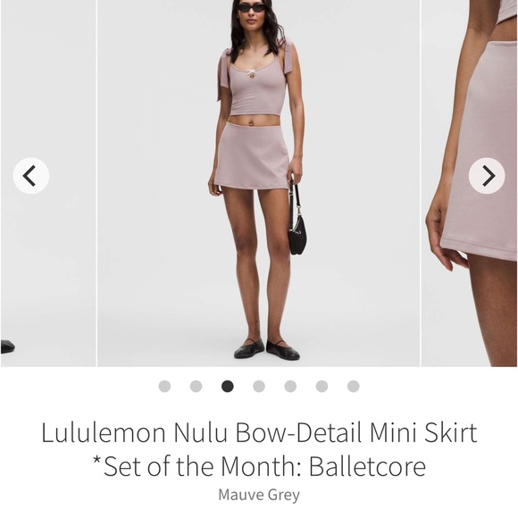 2PC Lululemon Balletcore Coquette Bow Tank + Bow mini skirt Set Mauve Grey Sz L - Picture 1 of 16